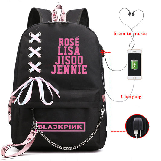 Korean Style USB Charging Large-capacity Backpack