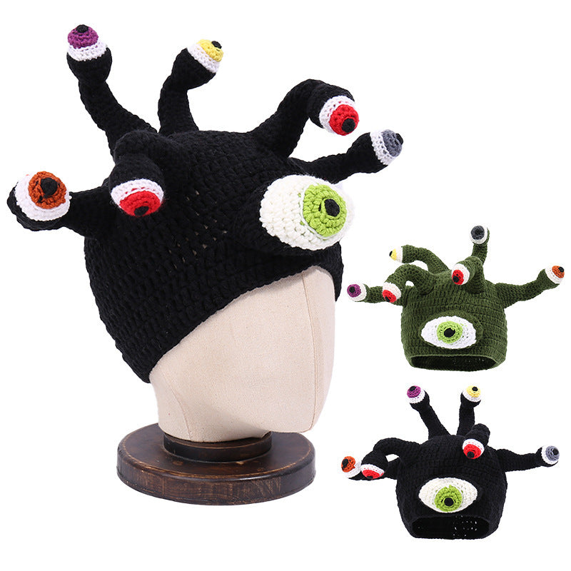 Cartoon Knit Hat with Frog Design