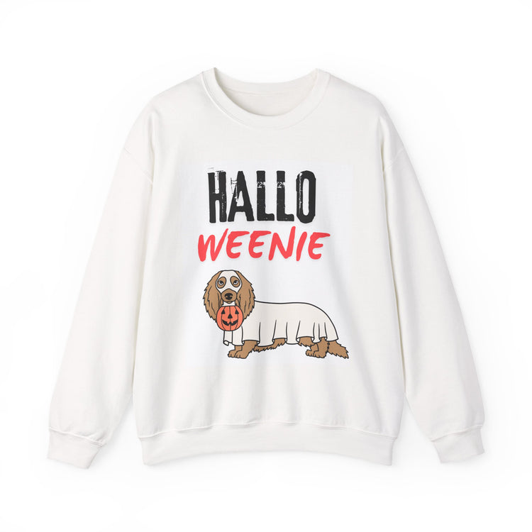 Hallo Weenie Dachshund Sweatshirt — Cute Halloween Sausage Dog Crewneck