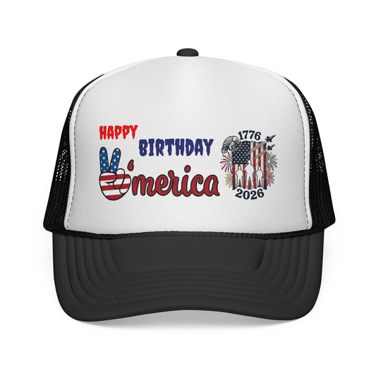 Happy Birthday 'Merica Trucker Hat — Patriotic 4th of July Cap (1776-2026)