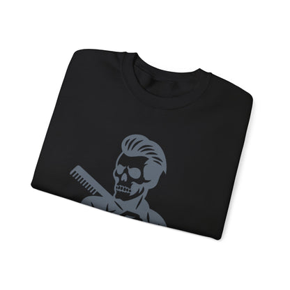 Crewneck Sweatshirt — “Fresh to Death” Barber Skull Graphic