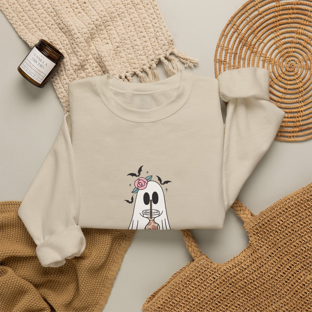 Halloween Ghost Crewneck Sweatshirt — 'Fabulous' Cute Ghost Graphic