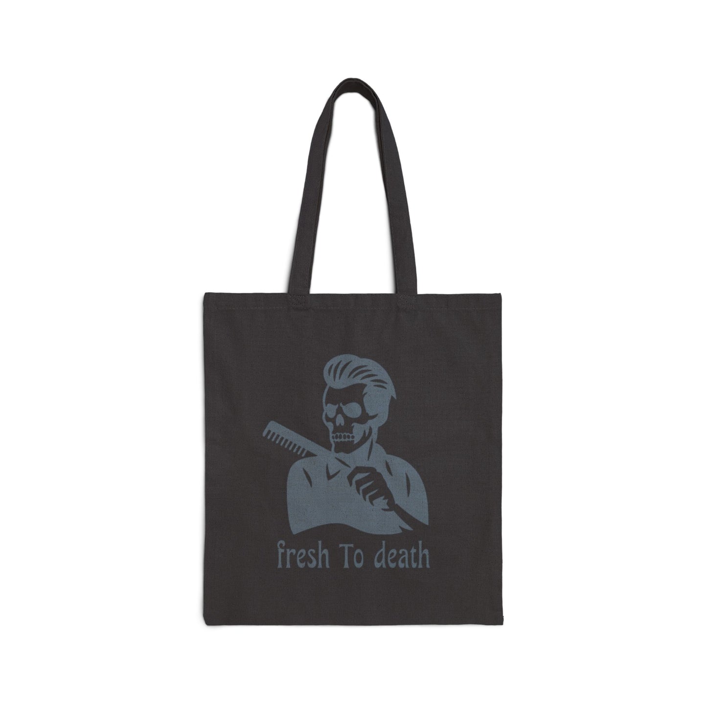 Tote Bag — 'Fresh to Death' Barber Skull Canvas Tote