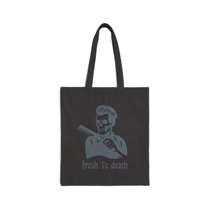 Tote Bag — 'Fresh to Death' Barber Skull Canvas Tote