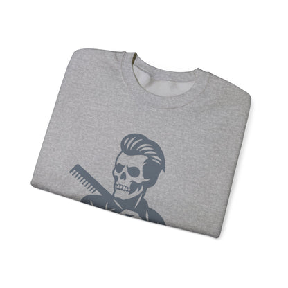 Crewneck Sweatshirt — “Fresh to Death” Barber Skull Graphic