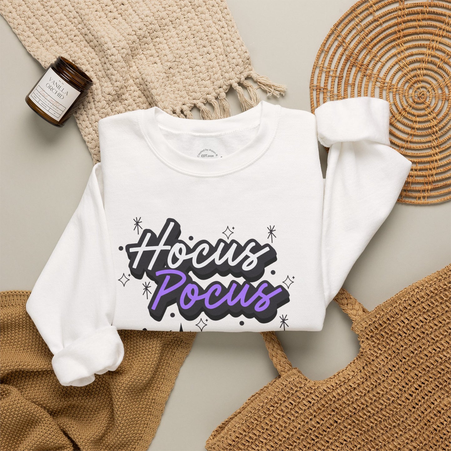 Hocus Pocus Crewneck Sweatshirt — Halloween Haunted House Graphic