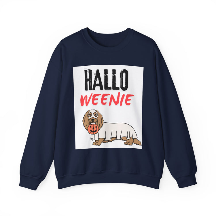 Hallo Weenie Dachshund Sweatshirt — Cute Halloween Sausage Dog Crewneck