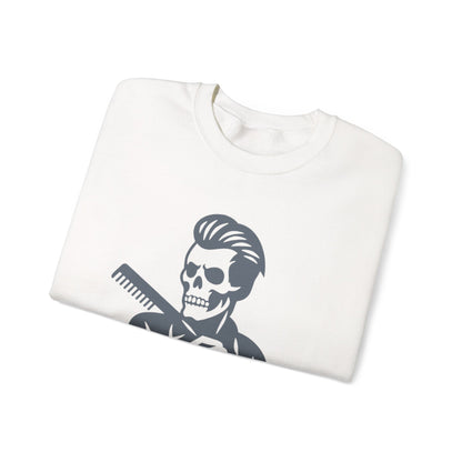 Crewneck Sweatshirt — “Fresh to Death” Barber Skull Graphic