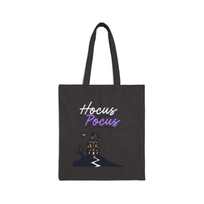 Hocus Pocus Halloween Tote Bag — Haunted House Cotton Canvas Trick-or-Treat Tote