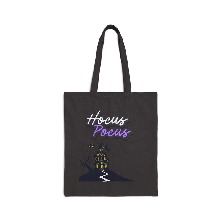 Hocus Pocus Halloween Tote Bag — Haunted House Cotton Canvas Trick-or-Treat Tote