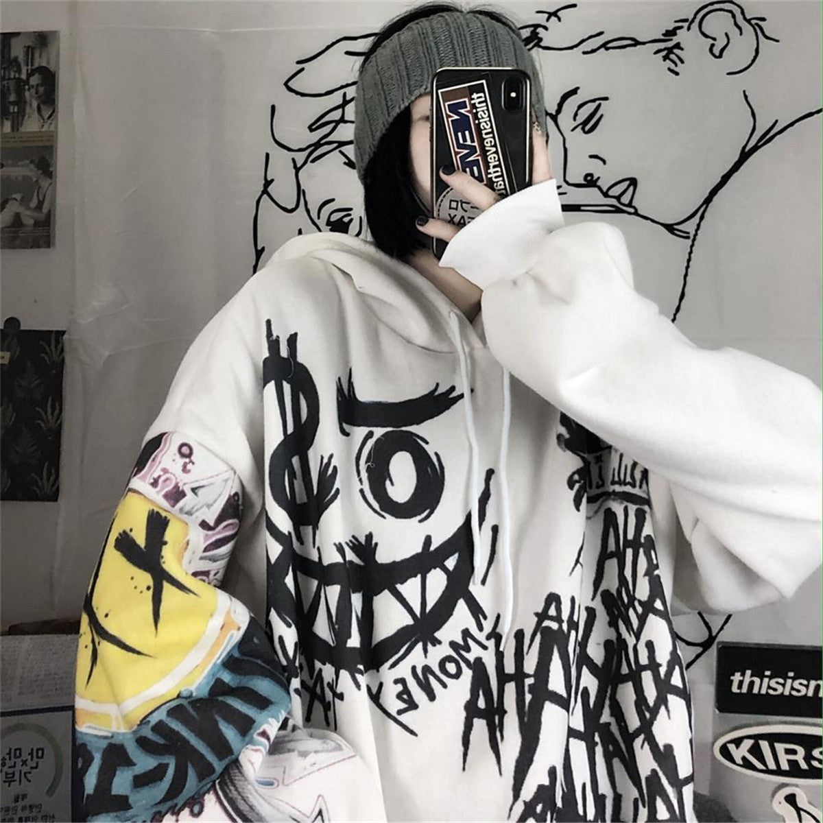 Cool Tie Dye Harajuku Hoodie for Women - Gothic Style