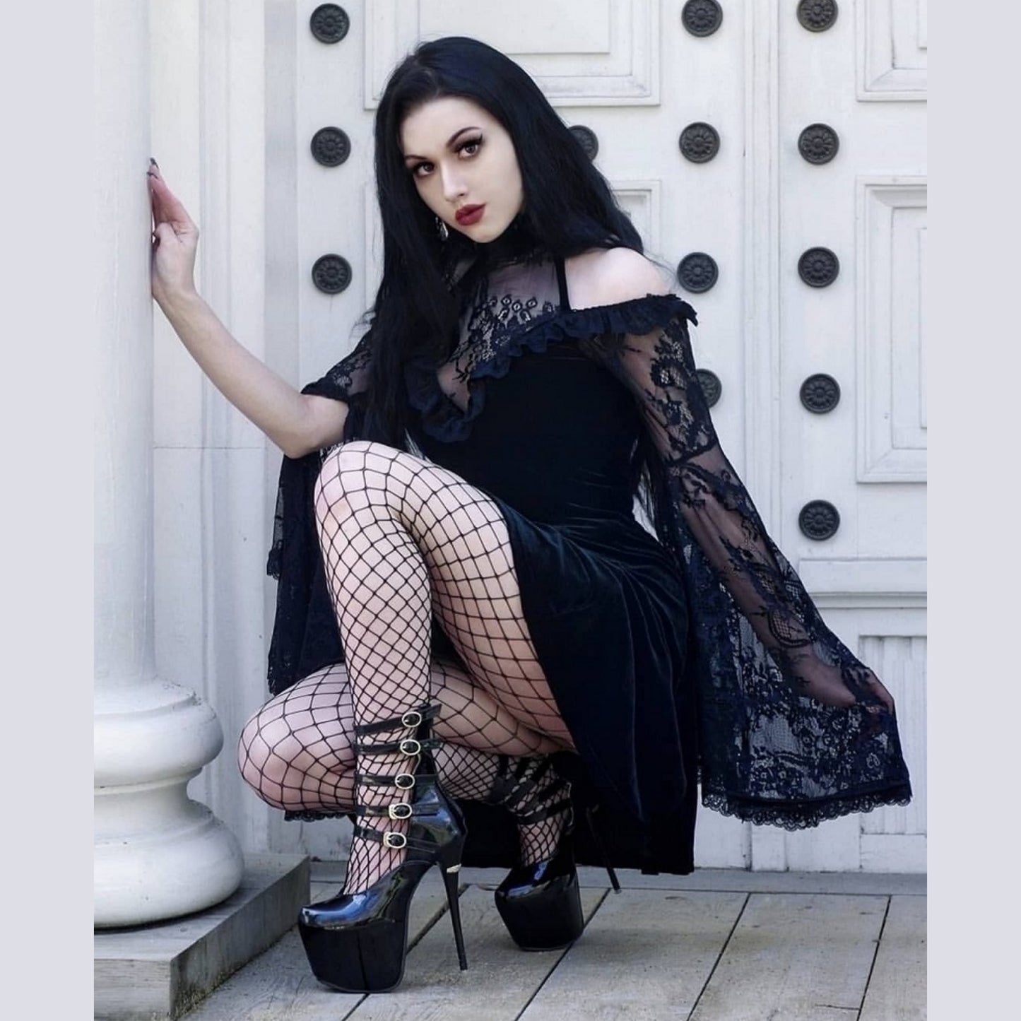 Gothic Day of the Dead Lace Raglan Dress for Women