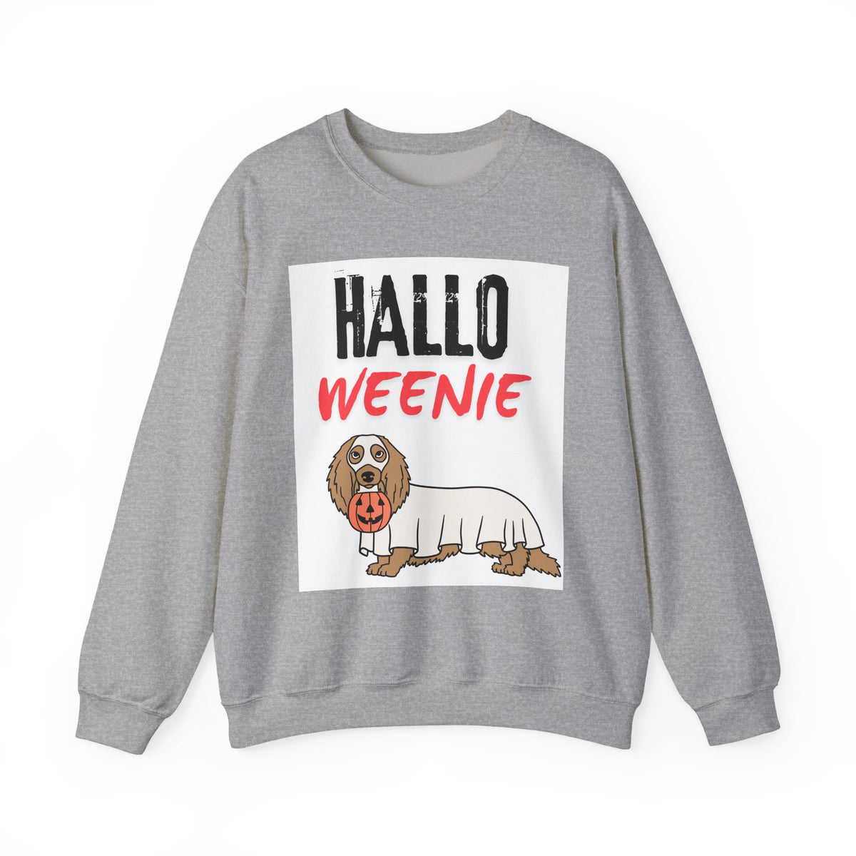 Hallo Weenie Dachshund Sweatshirt — Cute Halloween Sausage Dog Crewneck