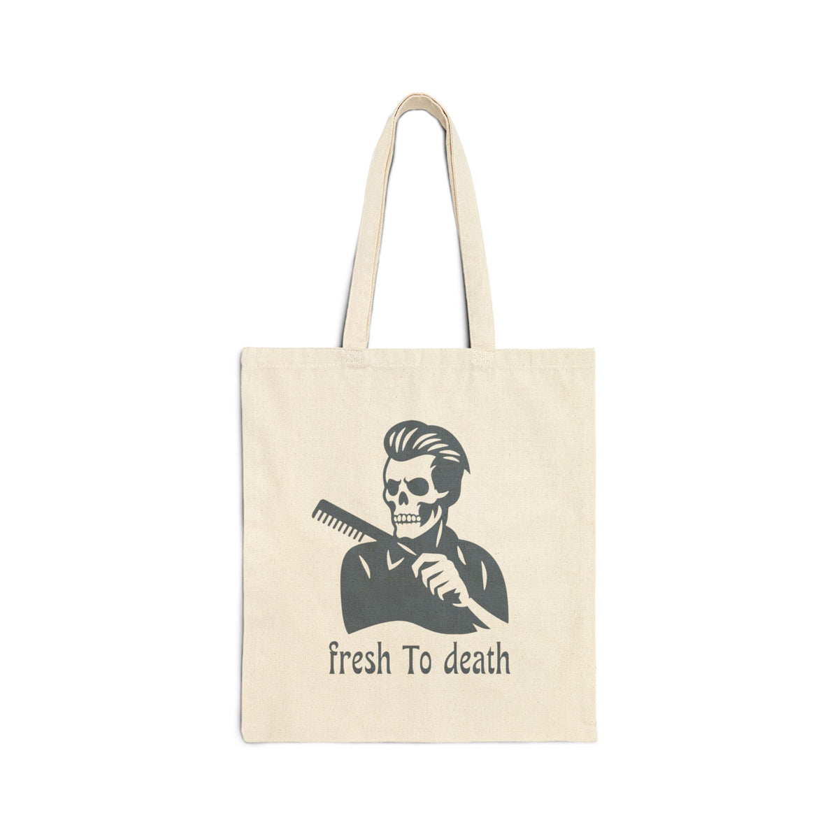 Tote Bag — 'Fresh to Death' Barber Skull Canvas Tote