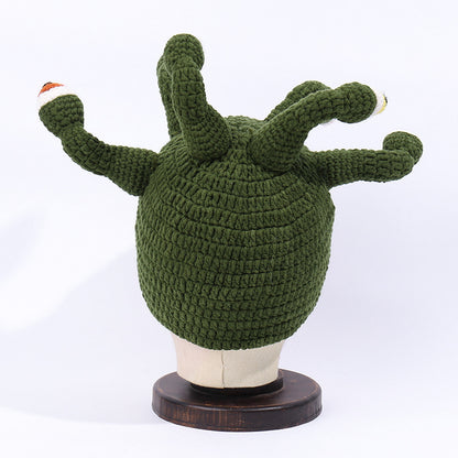 Cartoon Knit Hat with Frog Design