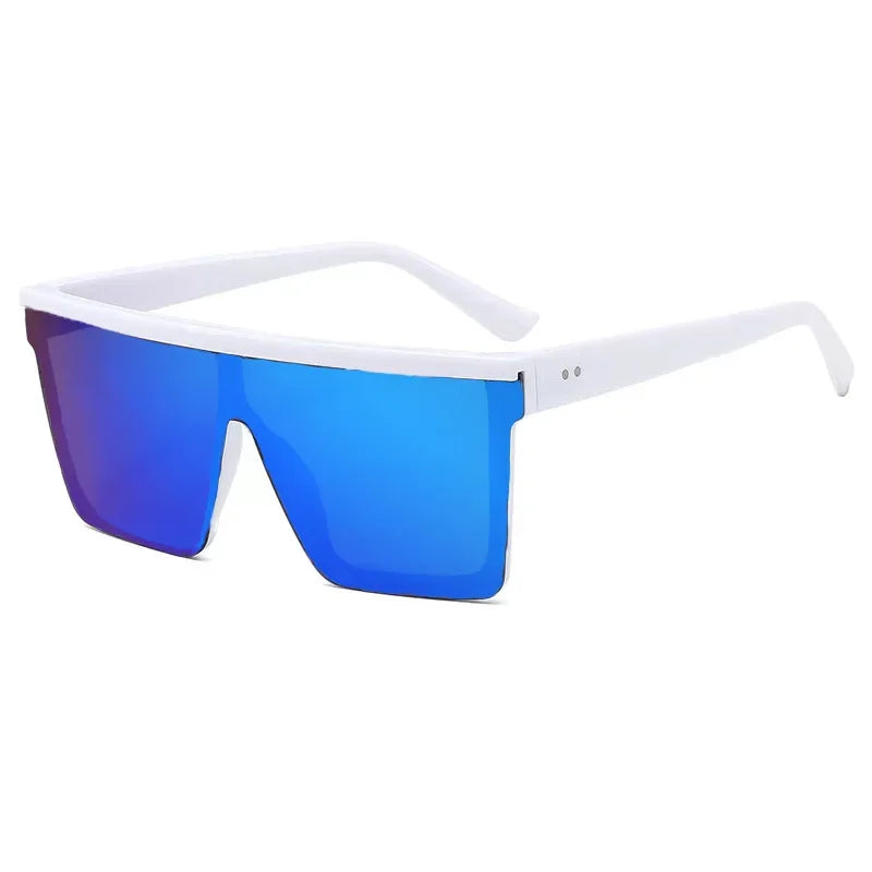 Classic White Gradient Square Sunglasses Women Fashion Retro Night Vision Drivers Goggle Men Big Frame Travel Cycling Eyewear