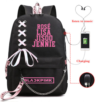 Korean Style USB Charging Large-capacity Backpack