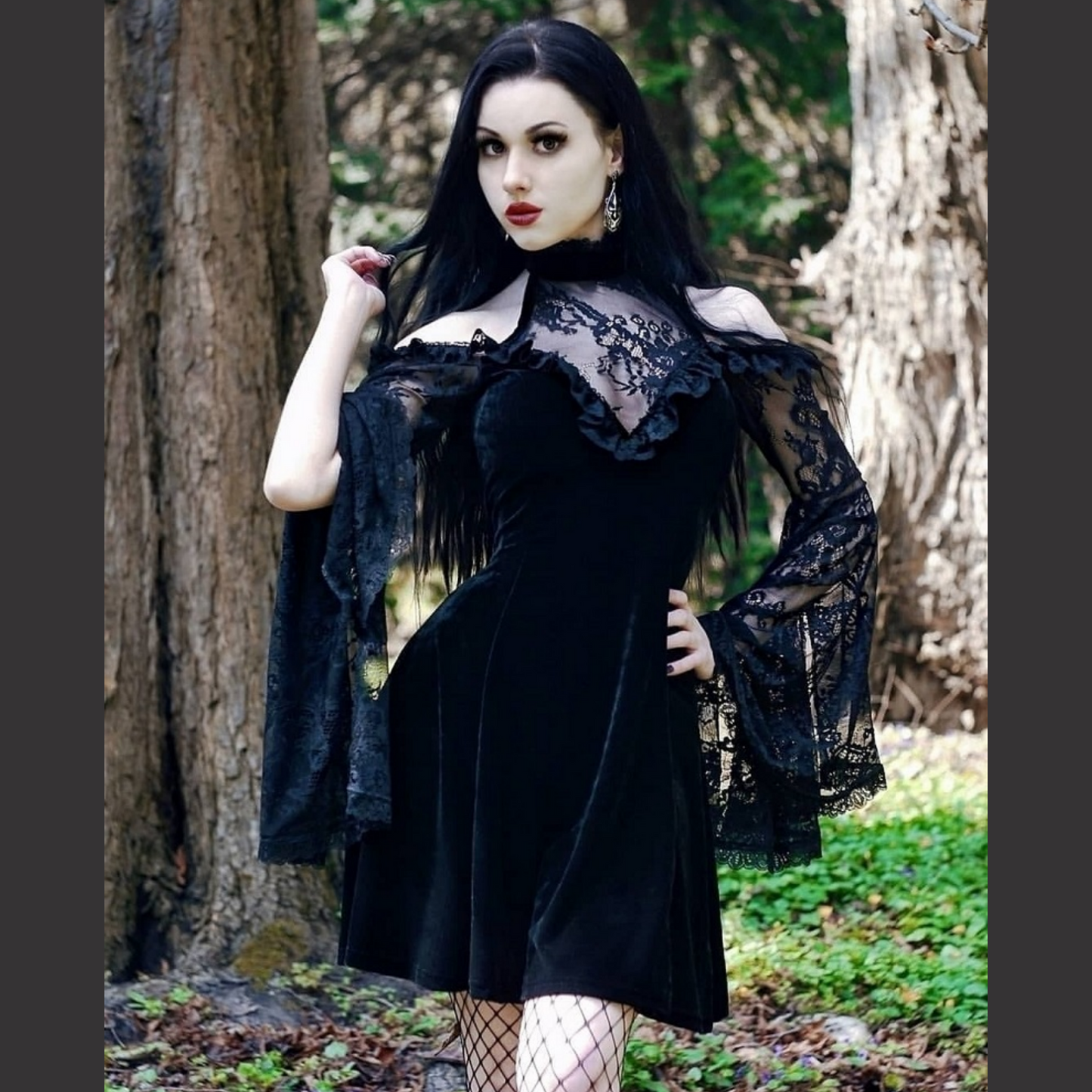 Gothic Day of the Dead Lace Raglan Dress for Women
