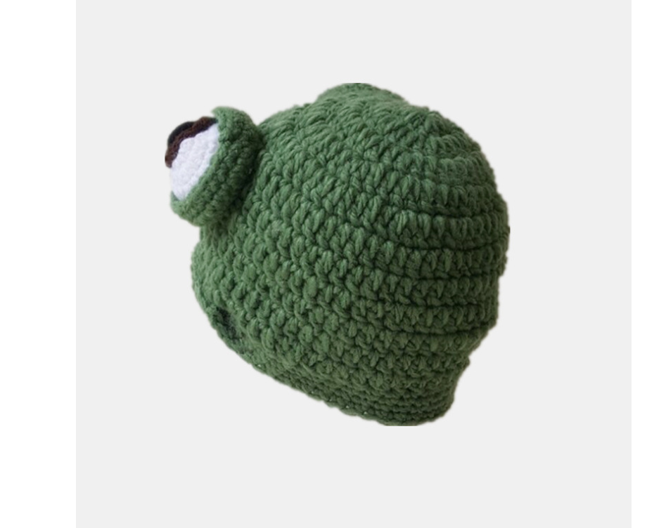 Cartoon Knit Hat with Frog Design