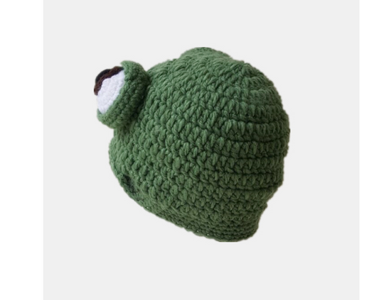 Cartoon Knit Hat with Frog Design